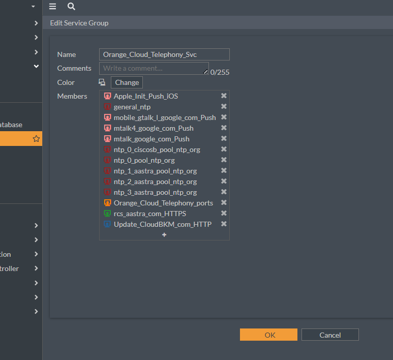 Orange Cloud Telephony service group example