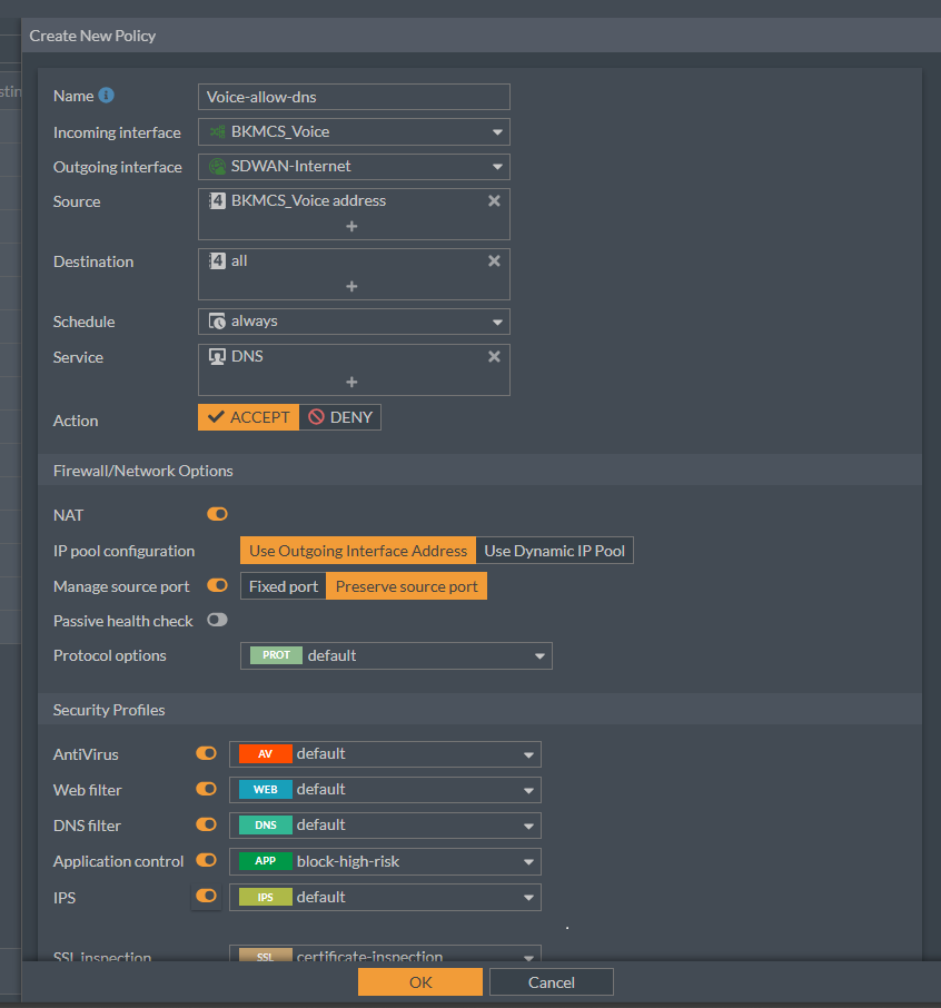 DNS allow policy example