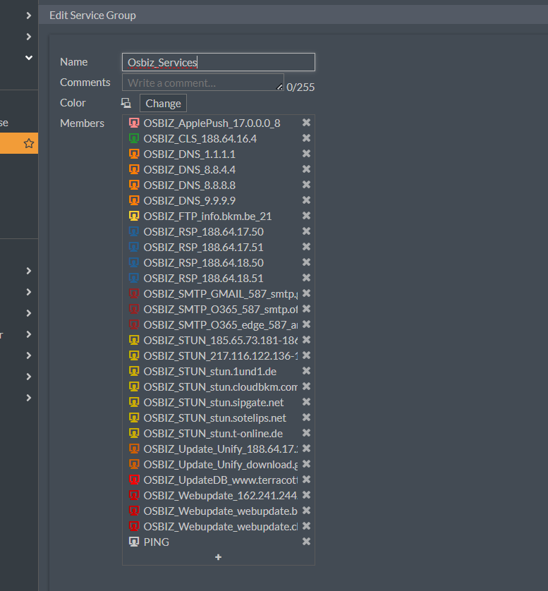 OSBIZ service group example